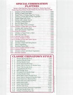 Menu - Combo and Chinatown Style