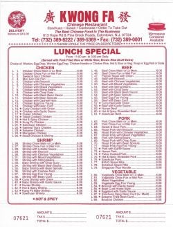 Menu - Lunch Specials